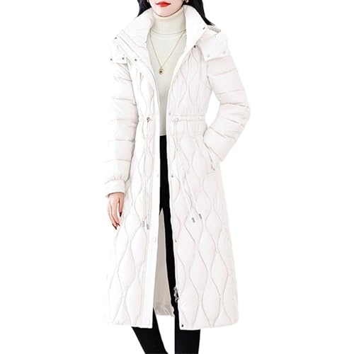 FUNRKLI Women's Hooded Down Coat Long Puffer Jacket Detachable Sleeve