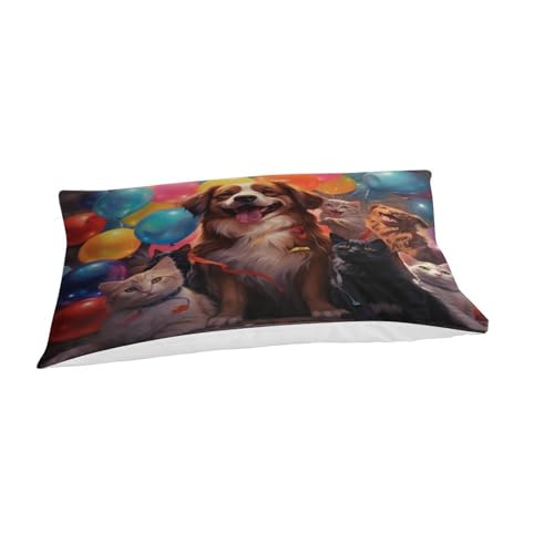 Parure de lit chat et chien microfibre thermorégulatrice housse de couette imprimée 3D - 6