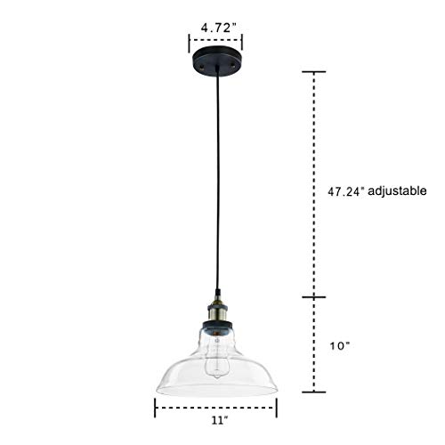 Claxy Ecopower Industrial Pendant Lighting Glass Kitchen Island Hanging Lights-3 Pack #TOP3
