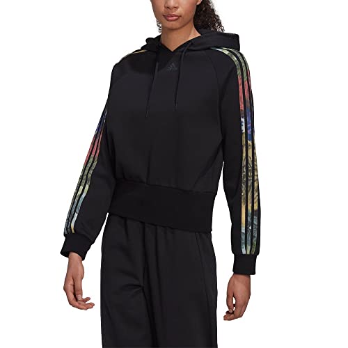 adidas Womens Hooded Sweat W AOP Hd, Black/Multicolor/Purple Met, HI0028, M