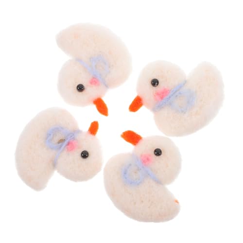 TOBBOMEY Wool Felt Supplies 4pcs Adorable Handmade Needle Felted Goose Ornaments for DIY Decorations