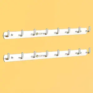 iSTAR 8 Pin Bathroom Cloth Hooks Hanger Door Wall Bathroom Robe Hooks Rail for Hanging Stainless Steel Round Shape Hook (Pack of 1)