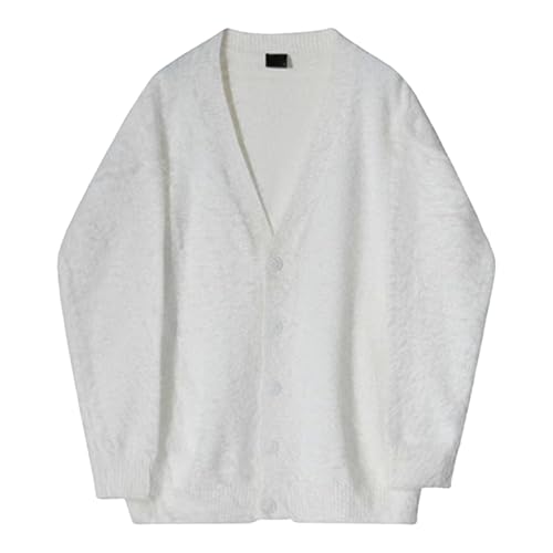 Men's Fuzzy Knitwear Cardigan Winter Warm Overwear Jacket Fluffy Faux Fur Cardigan Men Coat