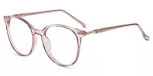 Firmoo Blaulichtfilter Brille ohne Sehstärke für Damen Herren Anti Blaulicht UV Schutzbrille TR Vollrandbrille gegen Augenbelastung Entspiegelte Nerdbrille (Rosa Klar)