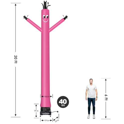 Image of MOUNTO 20ft Air Inflatable Tube Guy Puppet Dancing Man with 1HP Blower Complete Set (Pink)
