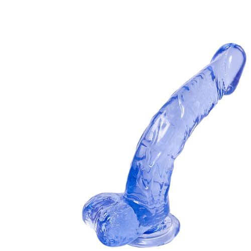 Image of Adam & Eve Cool Curve Jelly Dildo, Realistic Curved Dildo with Suction Cup Base, Soft and Flexible PVC for G Spot or P Spot Stimulation, Strap On Harness Compatible, 8 Inch Total Length, Adult Toy
