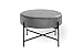 LIFA LIVING Pouf Gris Velours et Metal, Tabouret Rond Design, Repose Pied Moderne, Table Basse pour Chambre Salon, 55 x 55 x 35 cm