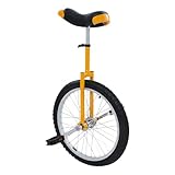 YUNLAIGOTOP 20 Inch Wheel Unicycle for Adults & Kids, Unicycle Bike One Wheel Bike for Outdoor, Wheel Cycling Exercise Bicycle for Balance Training, Adjustable Height 78-90cm (Yellow)