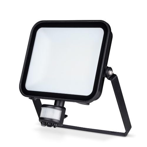 JCC Niteflood Black Metal 50W LED Floodlight with PIR, IP65