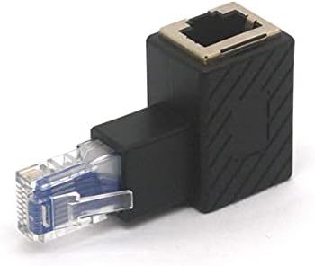 HTGuoji Angled RJ45 Ethernet Adapter, 90 Degree RJ45 8P8C Male to Female Cat5e Cat6 Network Patch Connector 2PCS (Right)