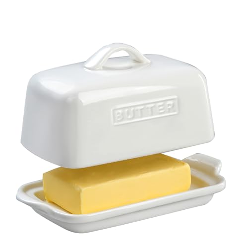 Porcelain Butter Dish for 500g or 250g Butter Block ADIVEE White.