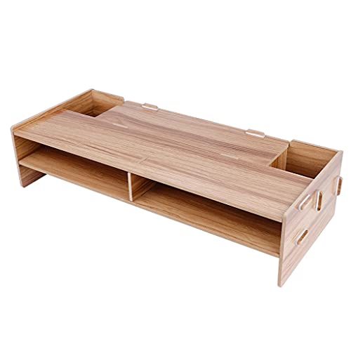 Support Moniteur PC en bois de cerisier, étagère rehaussante au design épuré
