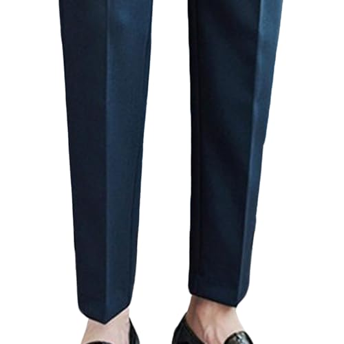 Men's Stylish Casual Dress Pants Solid Color Slim Fit Suit Pants Wrinkle-Resistant Straight Fit Work Pants​4