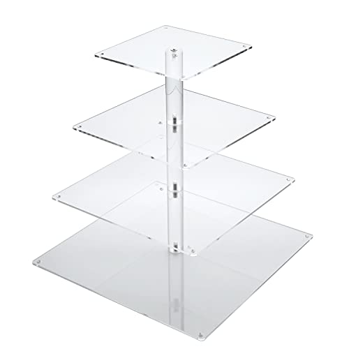 Cake Stand, 4 Tier Cupcake Stand,Square Cupcake Holder, Cupcake Display Stand,Acrylic Cake Stand Dessert Tower Serving Platter For Party Thanksgiving Christmas(Yellow Lights) Brittany #TOP7