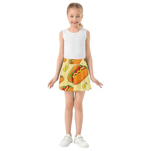 Cartoon Hot Dogs Athletic Shorts for Girls Skorts Tennis Skirts Kids Custom Teen Cheer 3t3