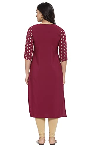 Image of Women's Crepe Printed Straight Kurti (ALC4039MLB Mulberry X-Small)