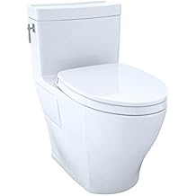 TOTO Aimes WASHLET+ One-Piece Elongated 1.28 GPF Universal Height Skirted Toilet with CEFIONTECT, Cotton White - MS626124CEFG#01