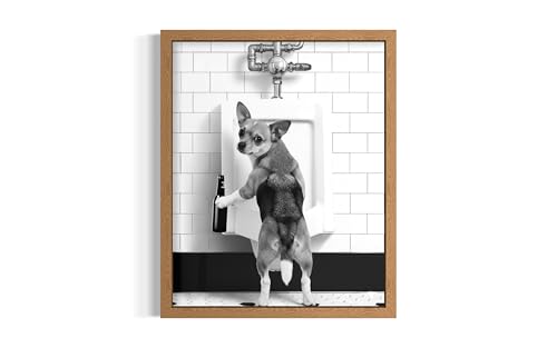 aj decor Chihuahua Print Art Poster - Funny Gift for Men, Women, and Dog Lovers - Humor Black & White Wall Art for Bathroom, Restroom, Mancave, Kids Room 279 (Chihuahua, 14" L x 11" W, Wood Frame)