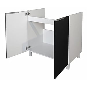 Berlioz Creations CE8BN Spülenunterschrank für Küche, in schwarzem Hochglanz, 80 x 52 x 83 cm, 100 Prozent französische Herstellung