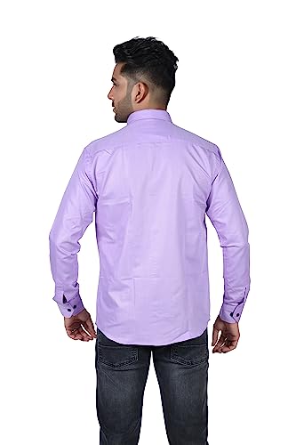 Image of HARPITA Men's Solid Regular Fit Cotton Casual Shirt with Spread Collar & Full Sleeves