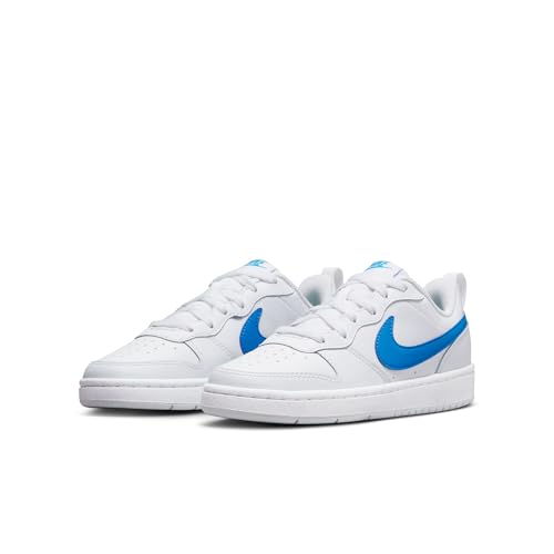 Image of Nike Unisex Court Borough Low 2 White /Photo Blue-Pure Platinum Basketball Shoes UK 3.5