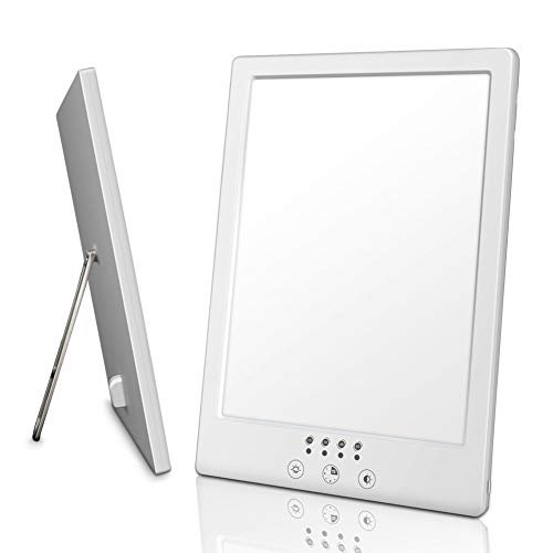 Tageslichtlampe Sonnenlicht Lampe Lichttherapie Lichtdusche Tageslicht UV-Freies 10000 Lux LED Dimmbar, Timer und drehbarem Ständer für