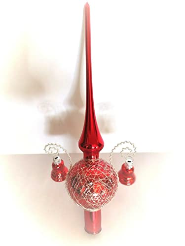 KONTONTY Weihnachtsbaumspitze Rot - 5-Zack Stern Mit Schneeflocken