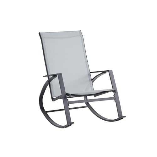 Rebecca Mobili Poltrona a Dondolo, Sedia Basculante da Giardino, Antracite Grigio Chiaro, Acciaio Poliestere, Stile Moderno, per Esterno o Casa - Misure HxLxP: 94 x 104 x 60 cm - Art. RE7190 Rebecca Mobili Poltrona a Dondolo, Sedia Basculante da Giardino, Antracite Grigio Chiaro, Acciaio Poliestere, Stile Moderno, per Esterno o Casa - Misure HxLxP: 94 x 104 x 60 cm - Art. RE7190
