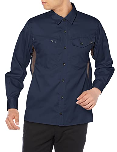 夏用 作業服 長袖シャツ サマーソルジャー長袖シャツ 吸水速乾 消臭機能 ネイビー L