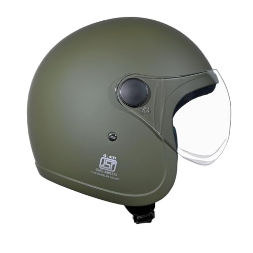Image of Studds Jet Open Face ISI Certified Helmet with Chopper Visor Military Green - L