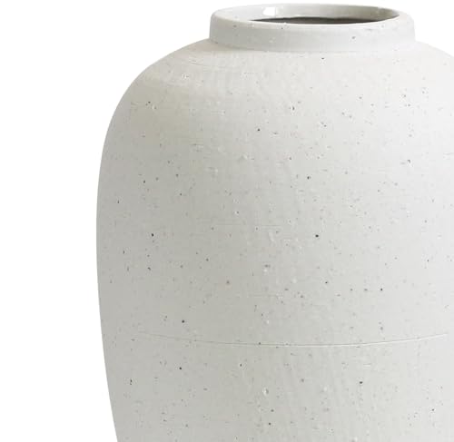 Olly & Rose Vase texturé en céramique blanche de 25 cm Vase à fleurs – Vases de décoration d'intérieur de qualité supérieure pour fleurs et plantes
