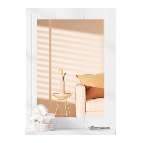 EUGAD Badspiegel mit Ablage, Wandspiegel mit Rahmen, Badezimmerspiegel weiß, Spiegel Wand rechteckig modern, Hängespiegel für Badezimmer Flur Wohnzimmer, aus MDF, 40x55x12 cm EUGAD Badspiegel mit Ablage, Wandspiegel mit Rahmen, Badezimmerspiegel weiß, Spiegel Wand rechteckig modern, Hängespiegel für Badezimmer Flur Wohnzimmer, aus MDF, 40x55x12 cm