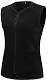GIMECEN Womens Fuzzy Sherpa Fleece Vest Cozy Sleeveless Jacket Full Zip Outerwear Faux Shearling Waistcoat With Pockets
