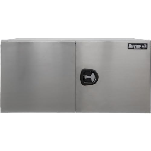 Image of Buyers Products 1705440 Silver Pro Series Smooth Aluminum Underbody Truck Box with Barn Door, 24x24x48 Inch, Durable Vehicle Tool Box for Storage and Organization