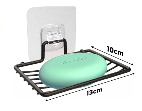 Image of BHARANI MART- Self-Adhesive Bathroom Corner Shelf || Soap Holder || Shower Shelf || Kitchen Rack & Holder || Sink Holder (GI Metal, Powder Coated Finish) (1 Pcs, Soap Stand)