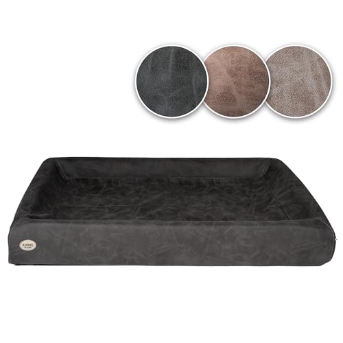 SABRO KUDDE Orthopädisches Hundebett- Martin Rütter- Hochwertige Wildlederoptik- Waschbar & Wasserabweisend- Ergonomisch- Premium Haustierzubehör für Mittelgrosse, Grosse Hunde in Dark Grey