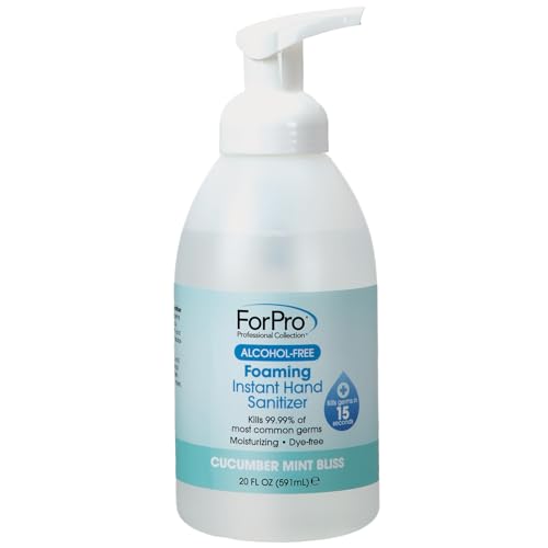Image of ForPro Alcohol-Free Foaming Instant Hand Sanitizer, 20 Fl Oz - Moisturizing, Dye-Free Formula, Cucumber Mint Bliss Scent