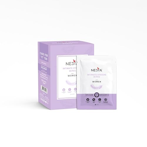 Image of Nesta Soft & Gentle Intimate Hygiene Wipes For Women - ( Pack of 20 Wipes ), Individually Wrapped, Maintains Intimate Area pH Balance, Alcohol & Paraben Free, No Artificial Fragrance, 100% Biodegradable