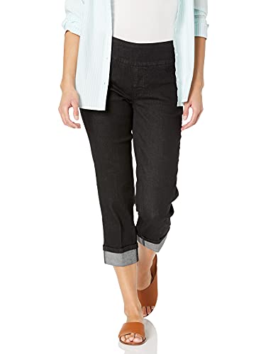 SLIM-SATION Women's Wide Band Pull-on Boyfriend Cuffed Denim Crop