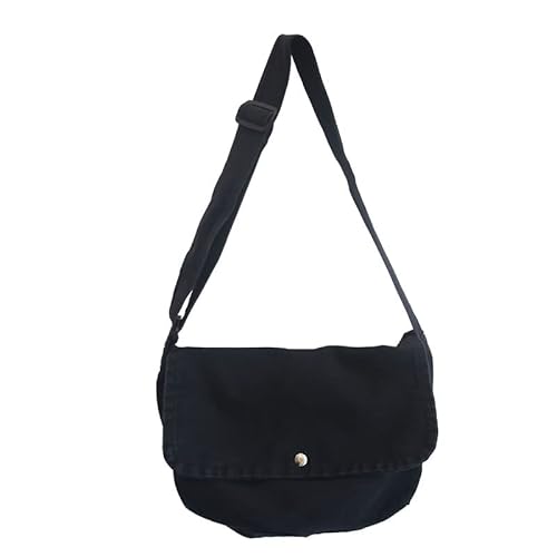 Alafime Hippie Borsa a tracolla in tela Boho Borsa a tracolla Estetica Borse Grunge Bag Y2K Grande Capacità Tote Bag Hobo Borsa, nero, Durevole