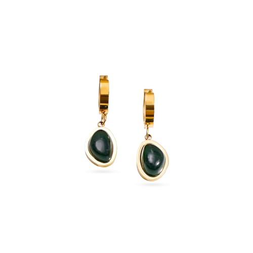 Image of Rubans Demi Fine Stainless Steel Emerald Hoop Jewels Gift for Women & Girls