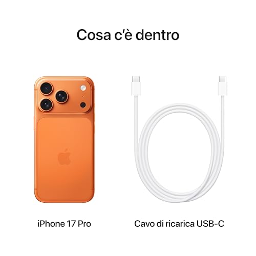 Apple iPhone 17 Pro 256 GB: display 6,3", ProMotion fino a 120Hz, chip A19 Pro, autonomia senza precedenti, sistema di fotocamere Pro Fusion con fotocamera frontale Center Stage; Arancione cosmico - Immagine 5