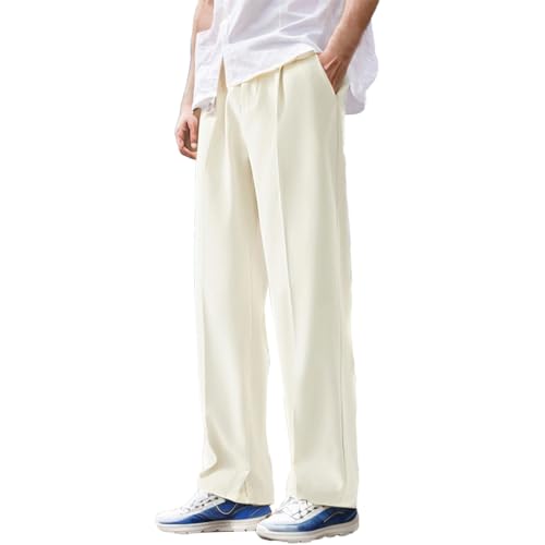 Pantalones de vestir para hombre, de lino, tácticos, elásticos, para montar a caballo, natación, motocicleta, cargo, ropa de resort, blanco, XXL