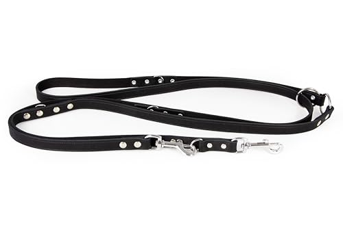 ドイツ製 高級本革リード Das Lederband レダーバンド 「WEINHEIM(ワインハイム)」 犬 リーシュ レザー 本革 ペット用品 柔らかくて丈夫 有害化学物質不使用 (Black/ブラック, ロングリード: 12mm / 300cm)