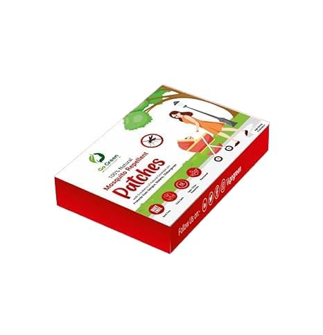 Go Green 100% Natural Mosquito Repellent Patches - Waterproof & Deet Free Mosquito Repellents for Baby with 12 Hour Protection - with Citronella, Peppermint & Eucalyptus (Pack of 5)