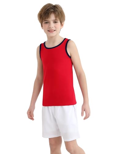 Poroka 5 Pack Boys' Tank Undershirt Sleeveless Tank Tops Assorted Colors Round Neck Cotton Tank Tops4