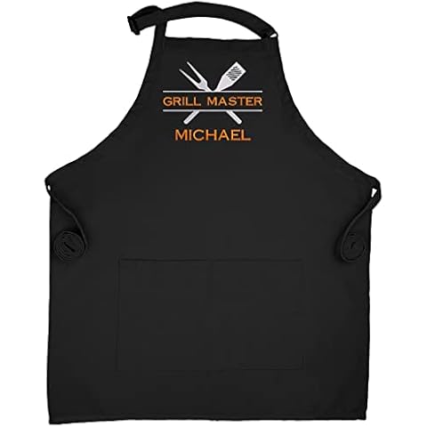 Grill Master Apron - Personalized Adult Aprons - Embroidered Grilling Chef Apron For Men - Customized Chef Aprons For Women Black Cover
