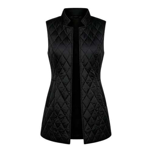 Quilted Vests for Women Lapel Open Front Sleeveless Winter Puffer Vest - image 6