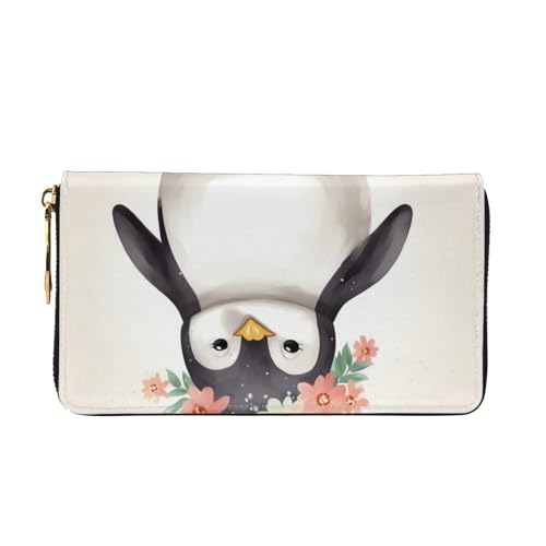 Penguin Wearing Flowers Women's Wallet Large Capacity Credit Card Holder Zip Phone Clutch Ladies Travel Purse2