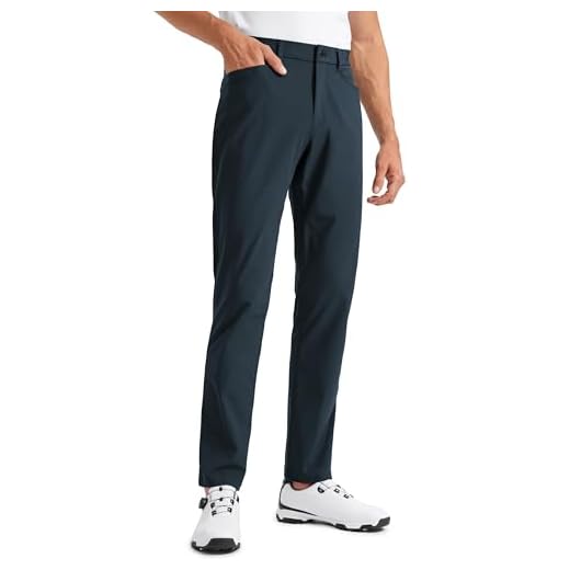 CRZ YOGA Mens All Day Comfy Golf Pants with 5-pocket Quick Dry Lightweight Casual Work Stretch Trousers - 28"/30"/32"/34" True Navy 34W x 32L